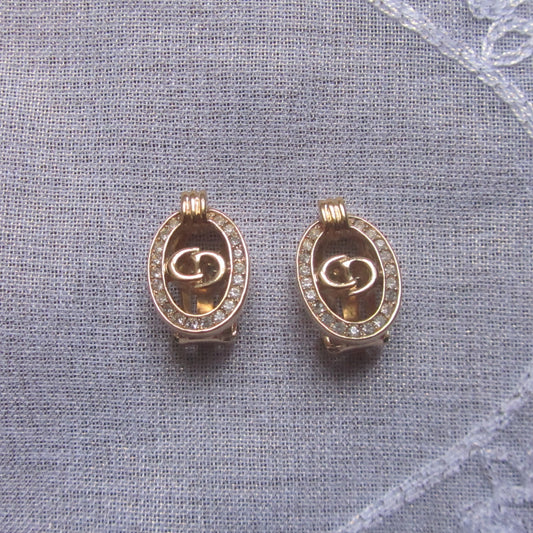 dior vintage oval "CD" gold-toned clip-on earrings