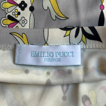 Emilio Pucci label on fabric with floral pattern