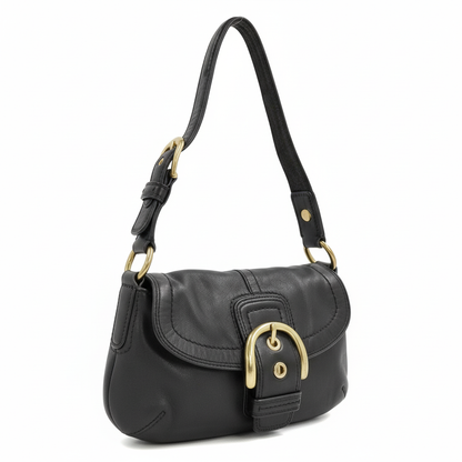 COACH Black Leather x Gold Soho Shoulder Bag