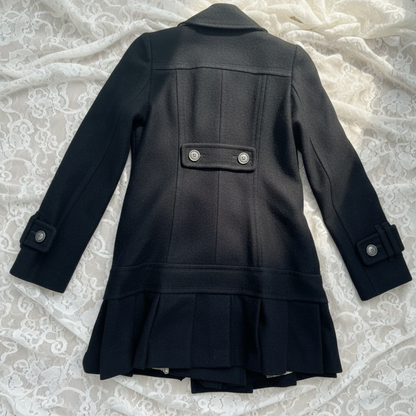 burberry blue label vintage black pleated flirty coat (size x-small)