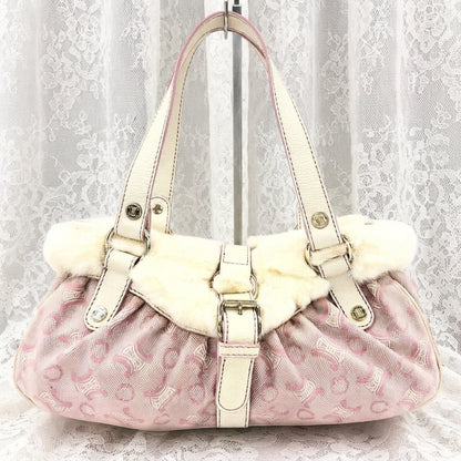 xovintage celine rare vintage fur-detailed lily c pink bag - Handbags