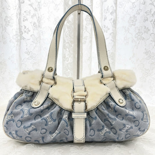 xovintage celine rare vintage fur-detailed lily c baby blue bag - Handbags