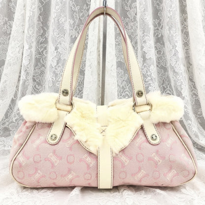 xovintage celine rare vintage fur-detailed lily c pink bag - Handbags