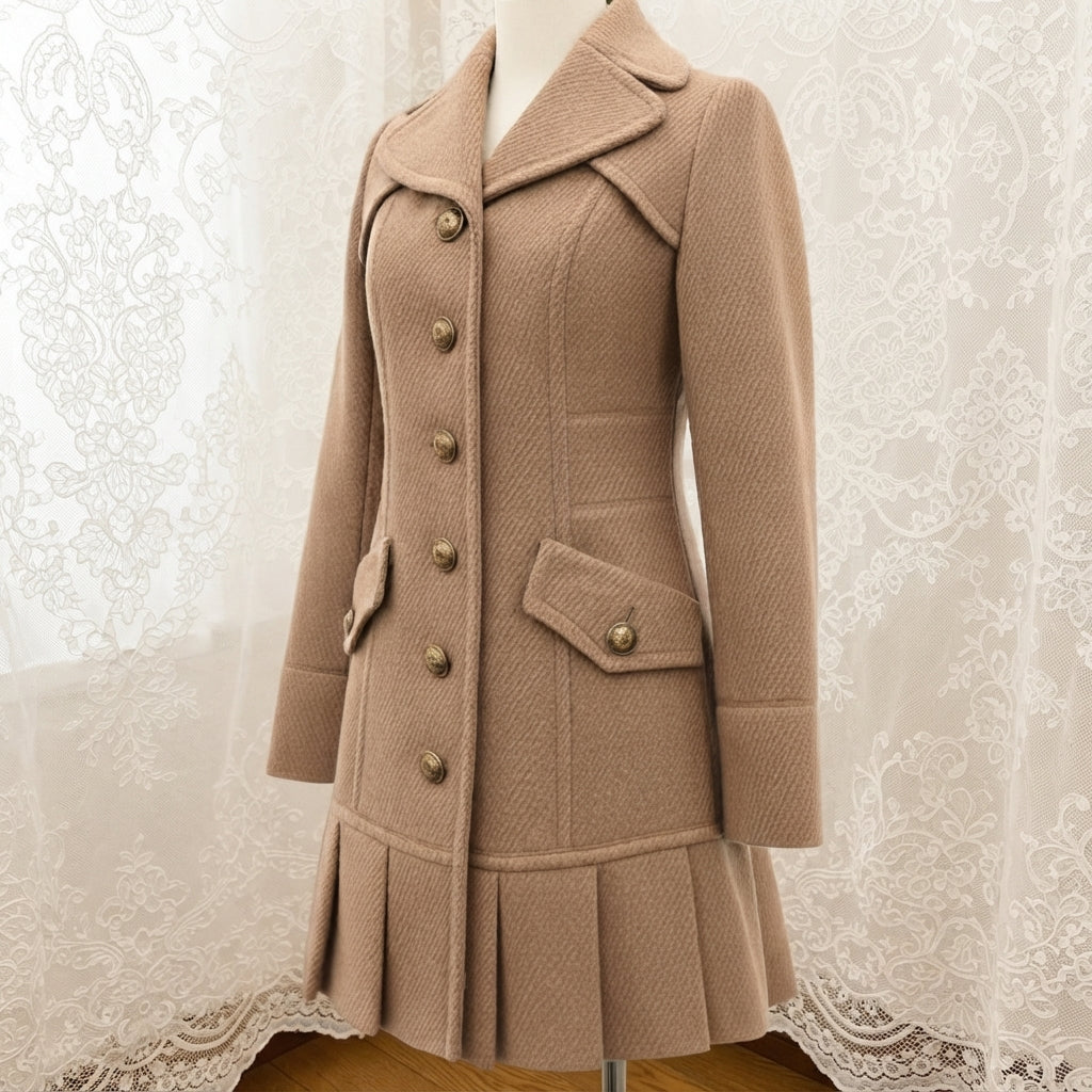 pre-loved burberry blue label beige pleated flirty dress coat