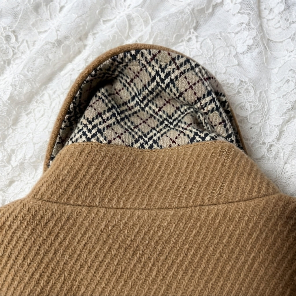 pre-loved burberry blue label beige pleated flirty dress coat