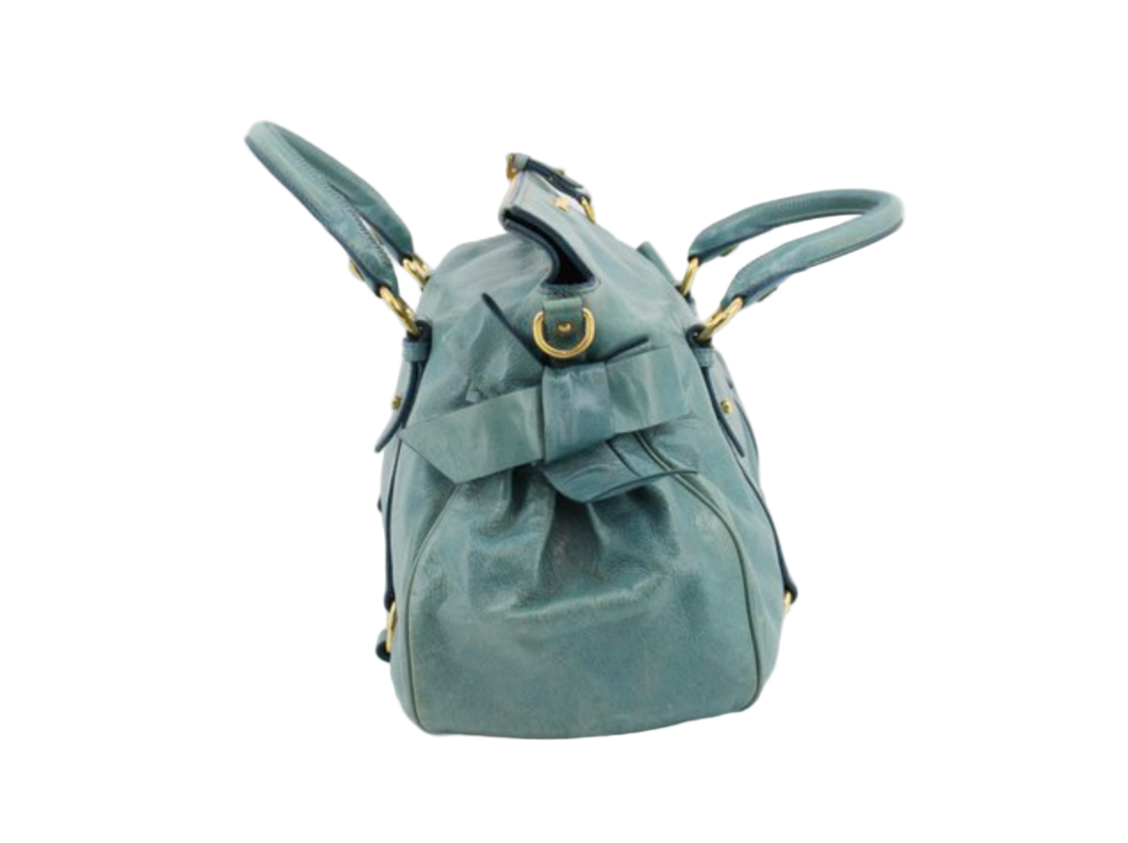 miu miu aquamarine blue vintage vitello bow bag