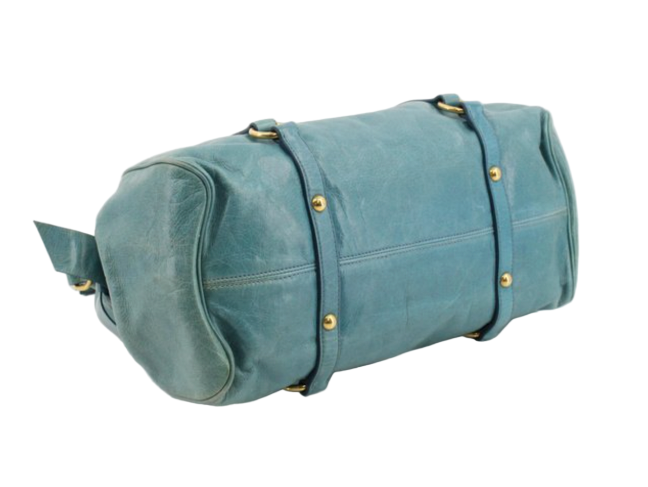 miu miu aquamarine blue vintage vitello bow bag