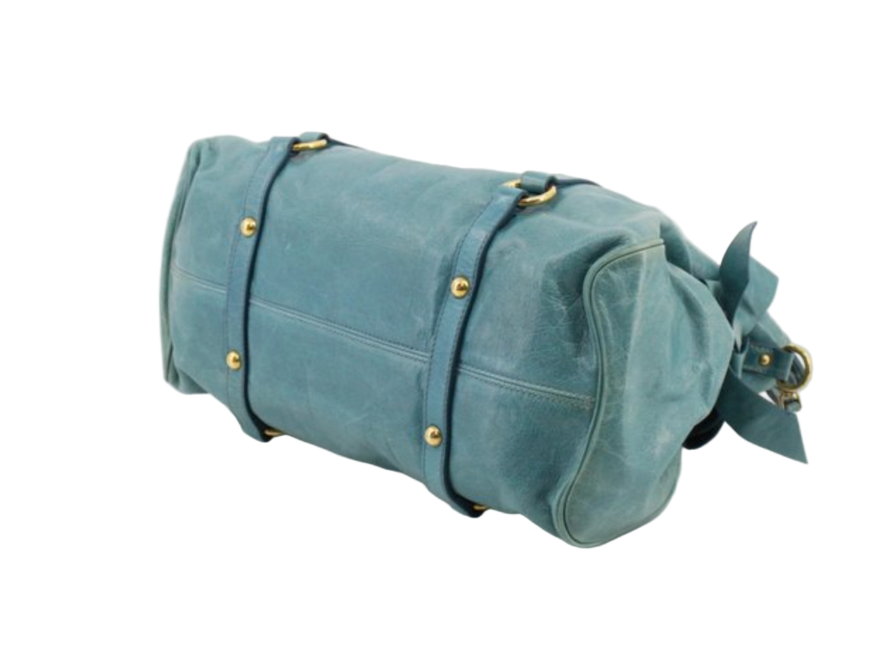 miu miu aquamarine blue vintage vitello bow bag