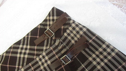 xovintage burberry blue label iconic vintage mini skirt in brown x pink (size 36) cosmopolitan vintage