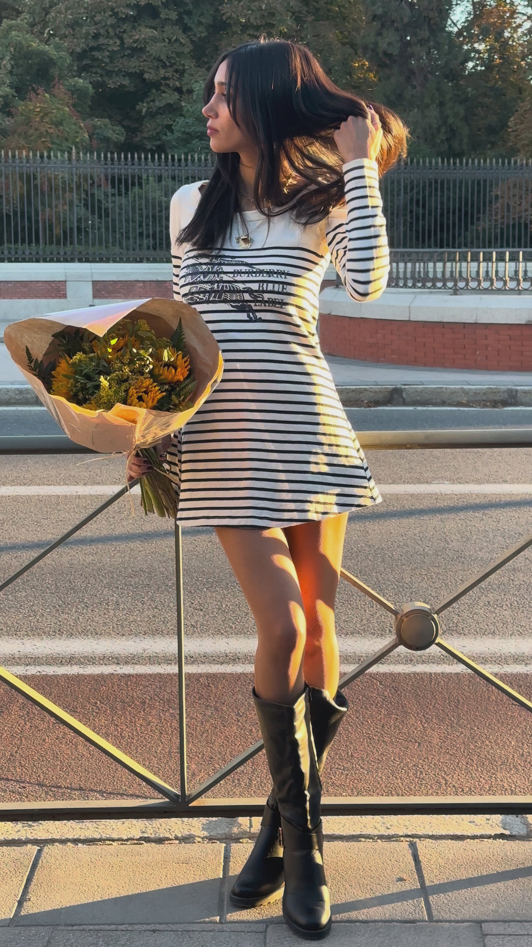 XOVINTAGE burberry blue label striped vintage mini dress