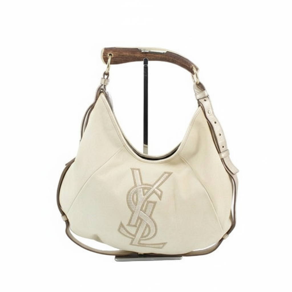 yves saint laurent rive gauche vintage ivory mombasa bag