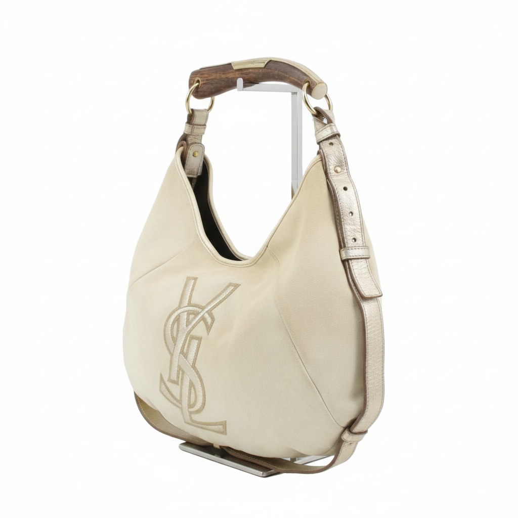 yves saint laurent rive gauche vintage ivory mombasa bag